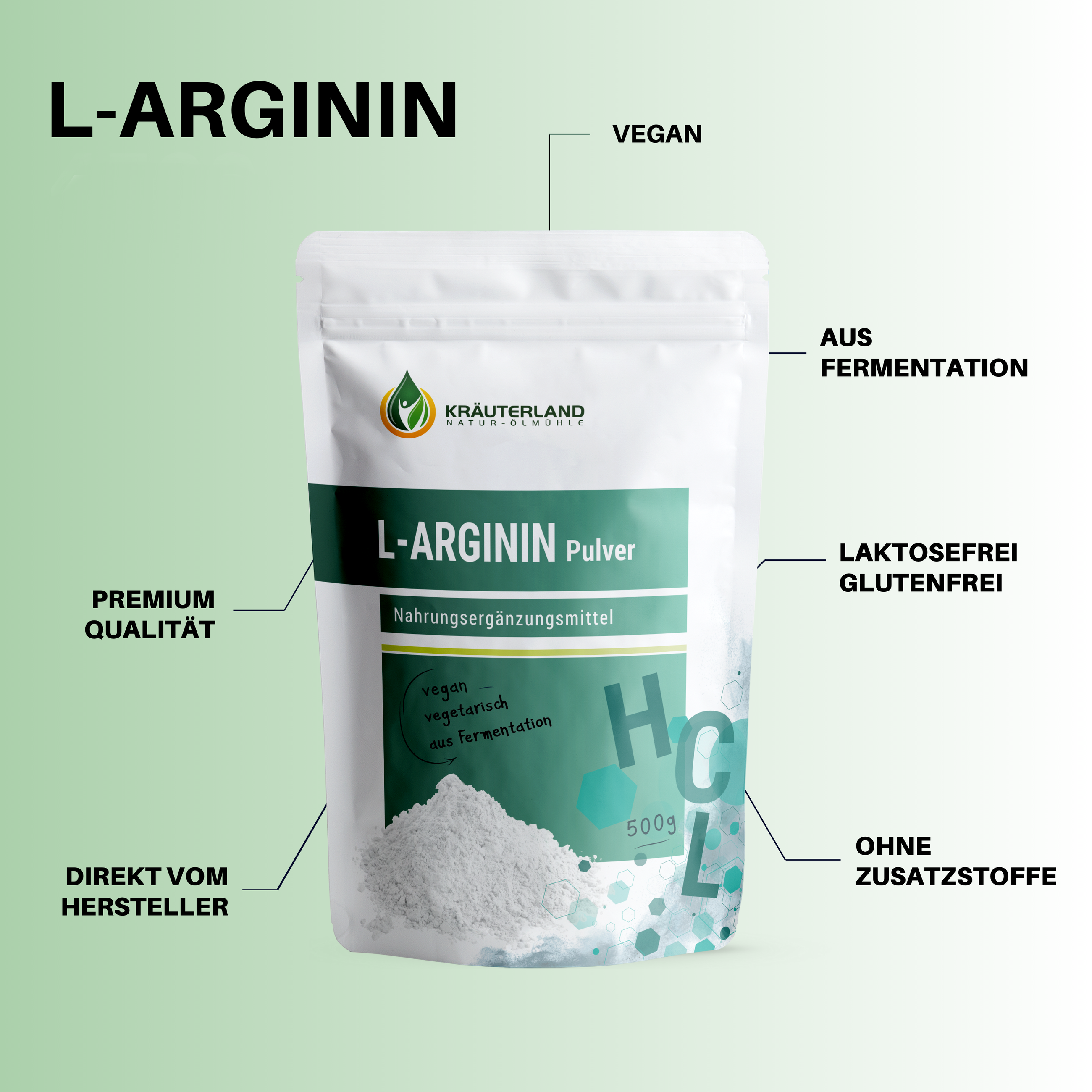 Eigenschaften von L-Arginin HCL Pulver 500g Eigenschaften von L-Arginin HCL Pulver 500g