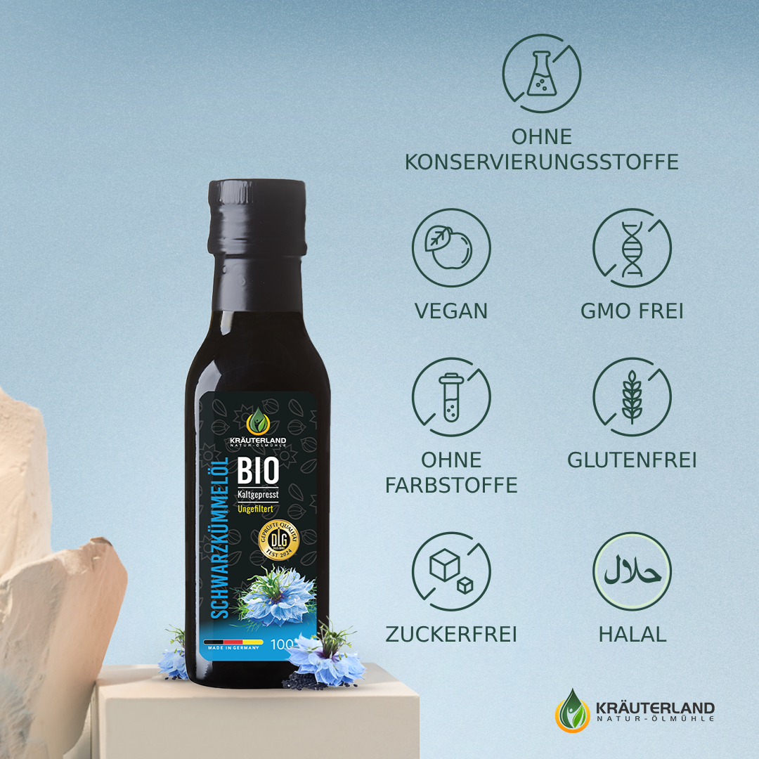 Bio Schwarzkümmelöl ungefiltert 100 ml Qualitätsmerkmale Bio Schwarzkümmelöl ungefiltert 100 ml Qualitätsmerkmale