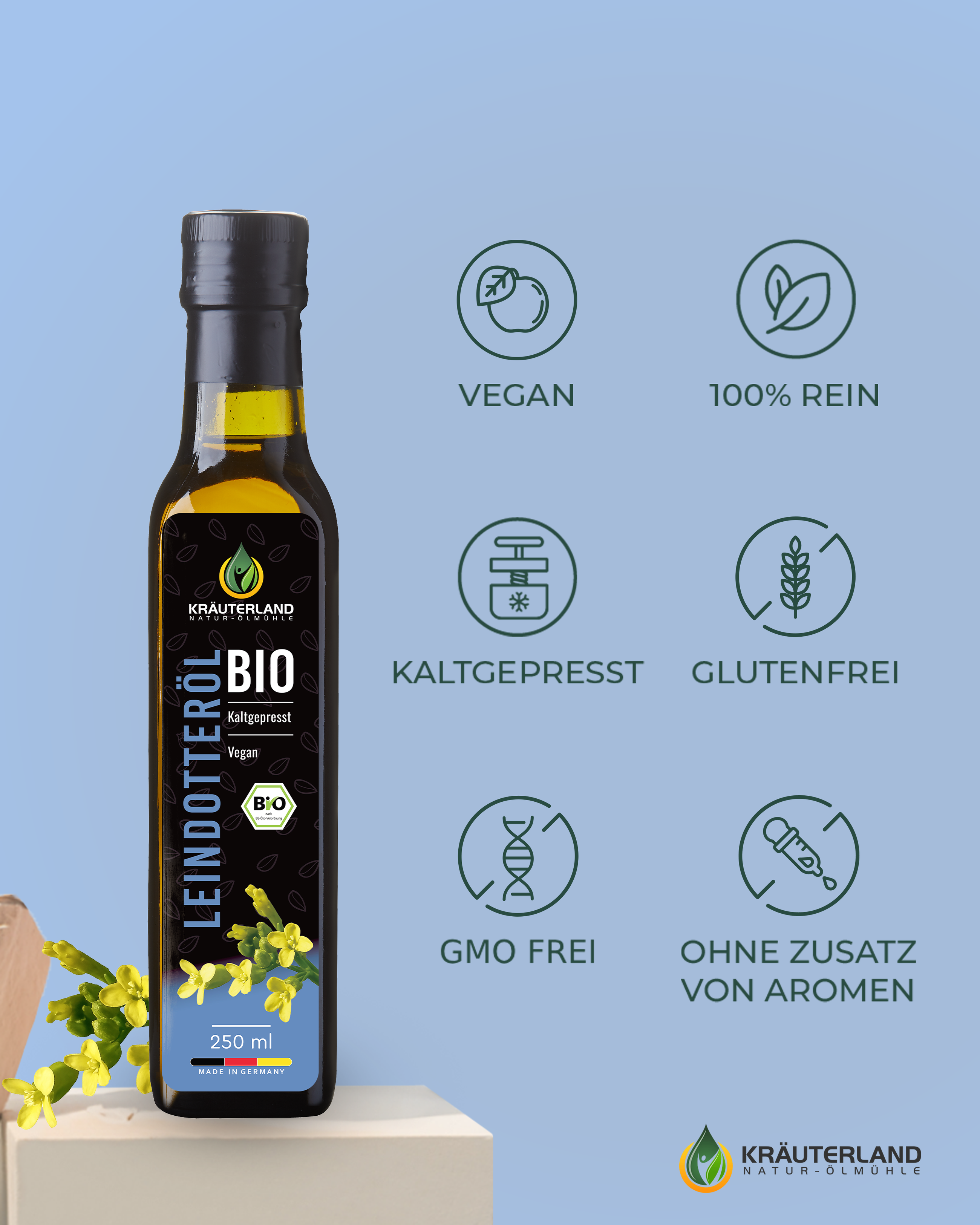 Bio Leindotteröl 250 ml Qualitätsmerkmale Bio Leindotteröl 250 ml Qualitätsmerkmale