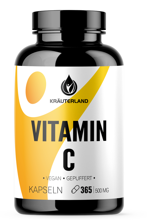 Vitamin C Kapseln von Kräuterland vegan gepuffert 500 mg mit 365 Kapseln