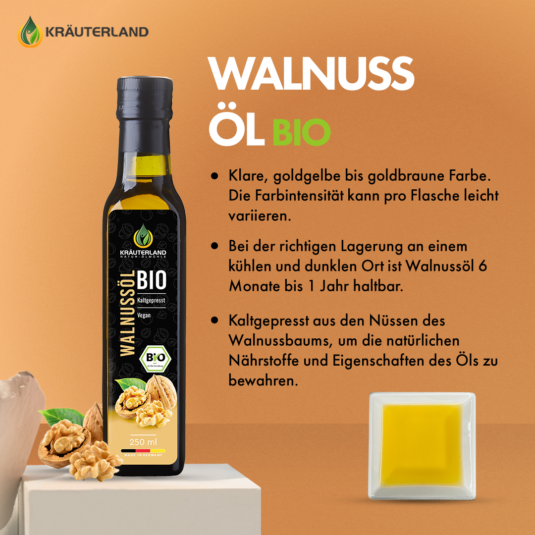 Bio Walnussöl 250 ml Erklärung Bio Walnussöl 250 ml Erklärung