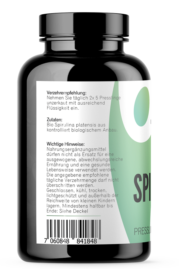 Bio-Spirulina-600-Presslinge-Side-1-Shop Bio Spirulina Tabletten - 600 Presslinge - vegan