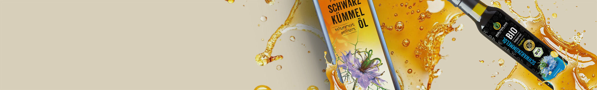 Hochwertiges, kaltgepresstes Schwarzkümmelöl in Premium-Qualität