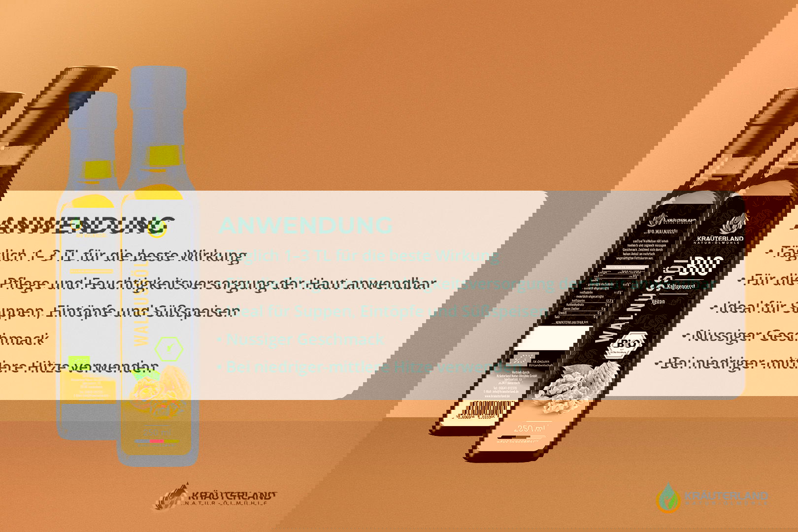 Anwendungstipps für Kräuterland Bio Walnussöl – ideal für Hautpflege, Suppen und Süßspeisen