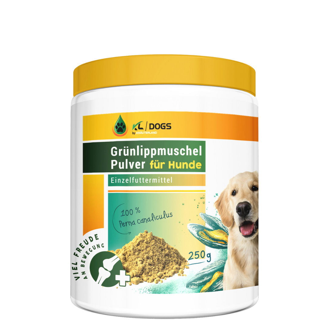 Grünlippmuschel Pulver 250g für Hunde Frontansicht