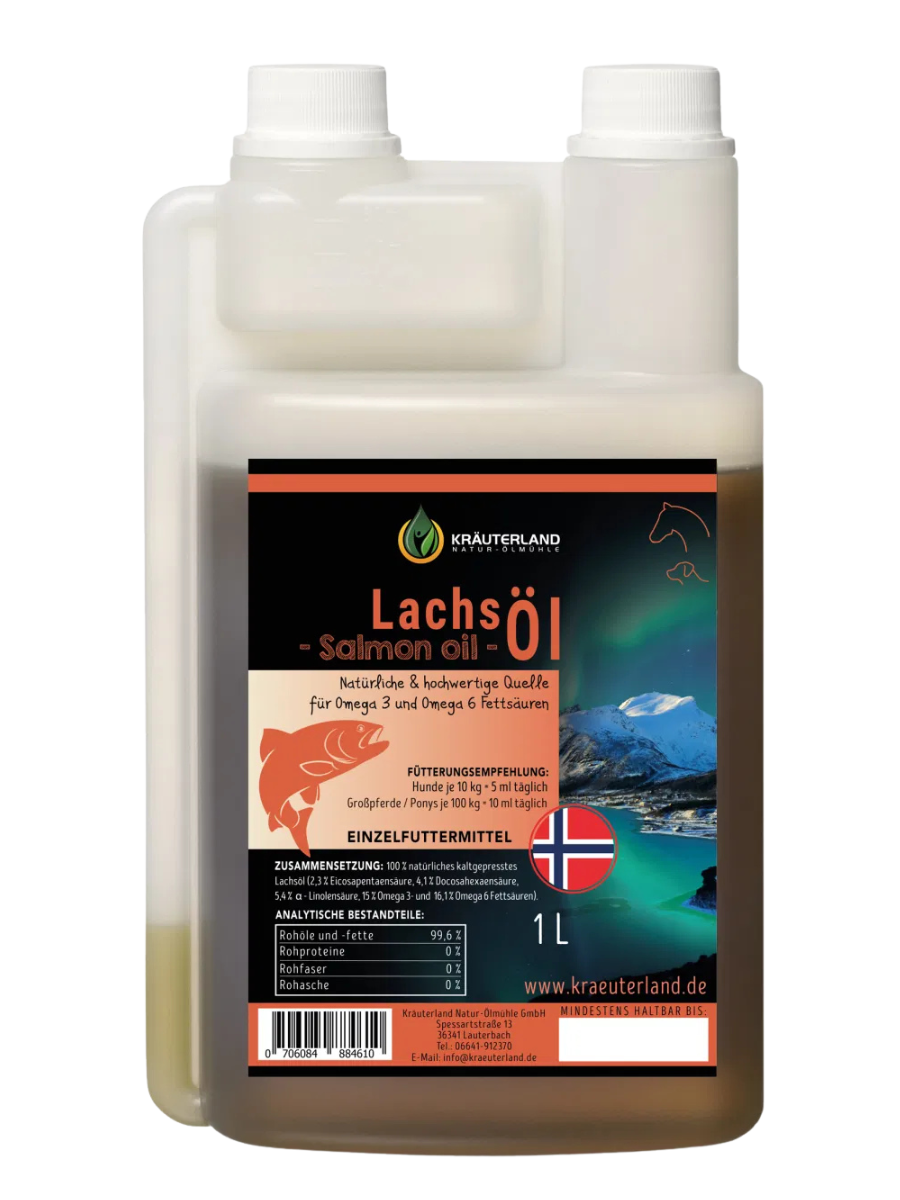 Lachsöl für Hunde, Katzen & Pferden 1L