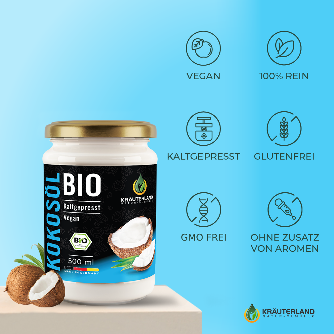 Bio Kokosöl 500 ml Qualitätsmerkmale Bio Kokosöl 500 ml Qualitätsmerkmale