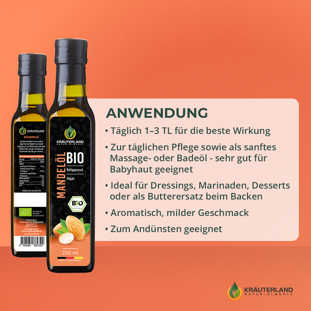 Bio Mandelöl 250 ml Verzehrempfehlung Bio Mandelöl 250 ml Verzehrempfehlung