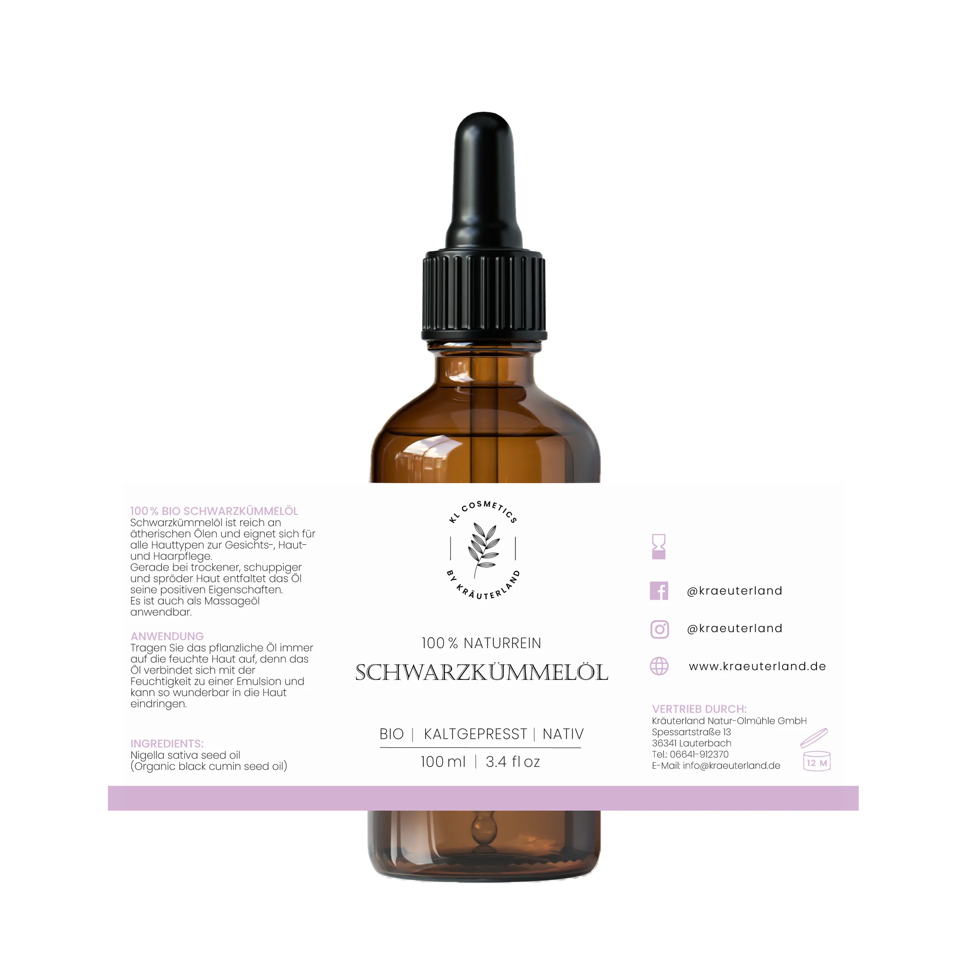 Schwarzkümmmel Hautöl Etikett