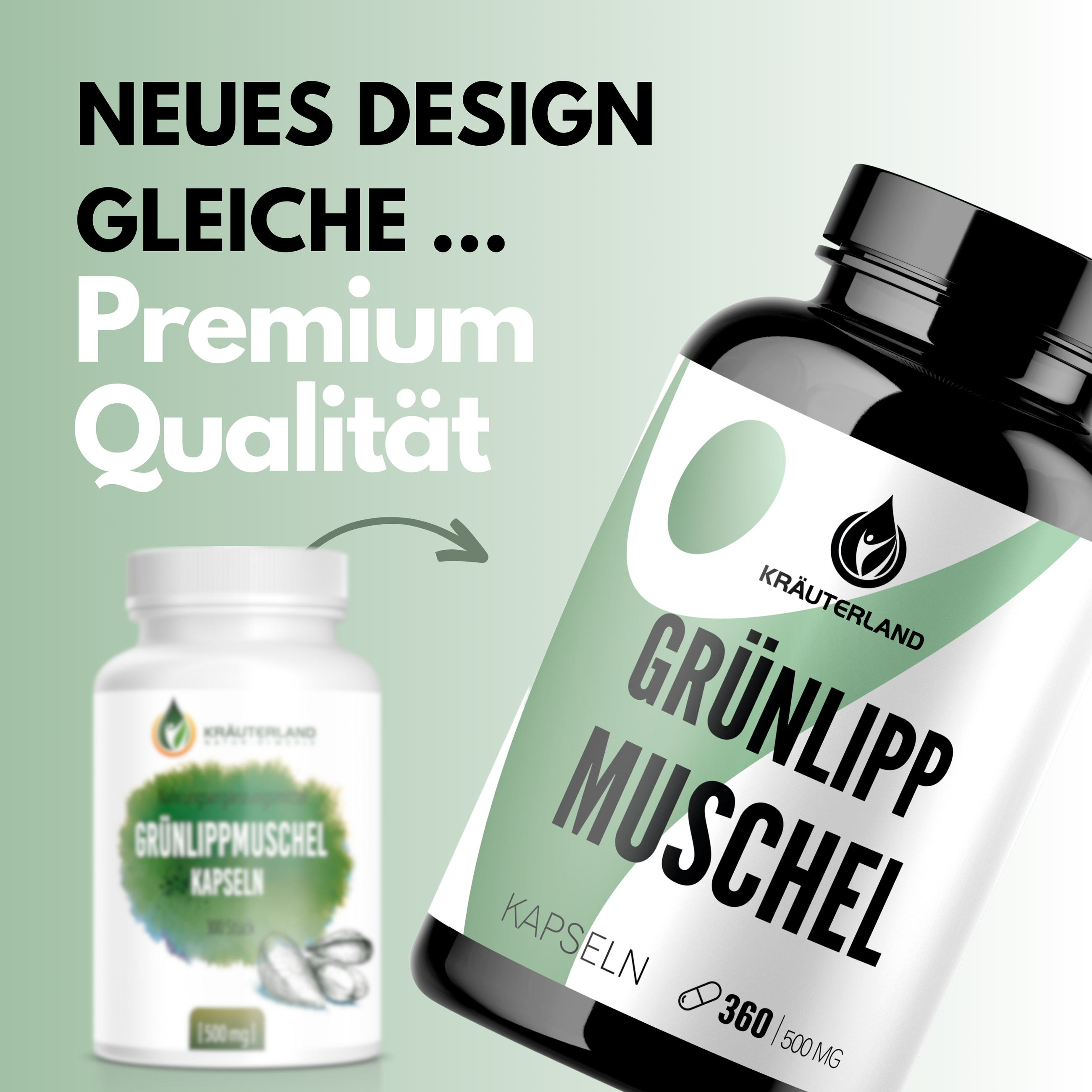 Neues Design von Grünlippmuschel Kapseln 360 Stück Neues Design von Grünlippmuschel Kapseln 360 Stück