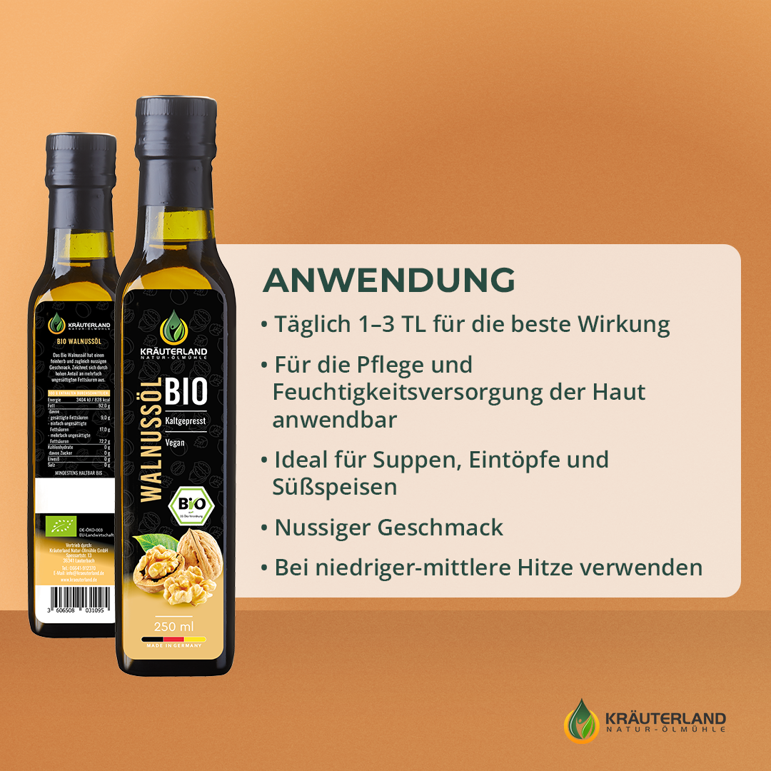 Bio Walnussöl 250 ml Verzehrempfehlung Bio Walnussöl 250 ml Verzehrempfehlung