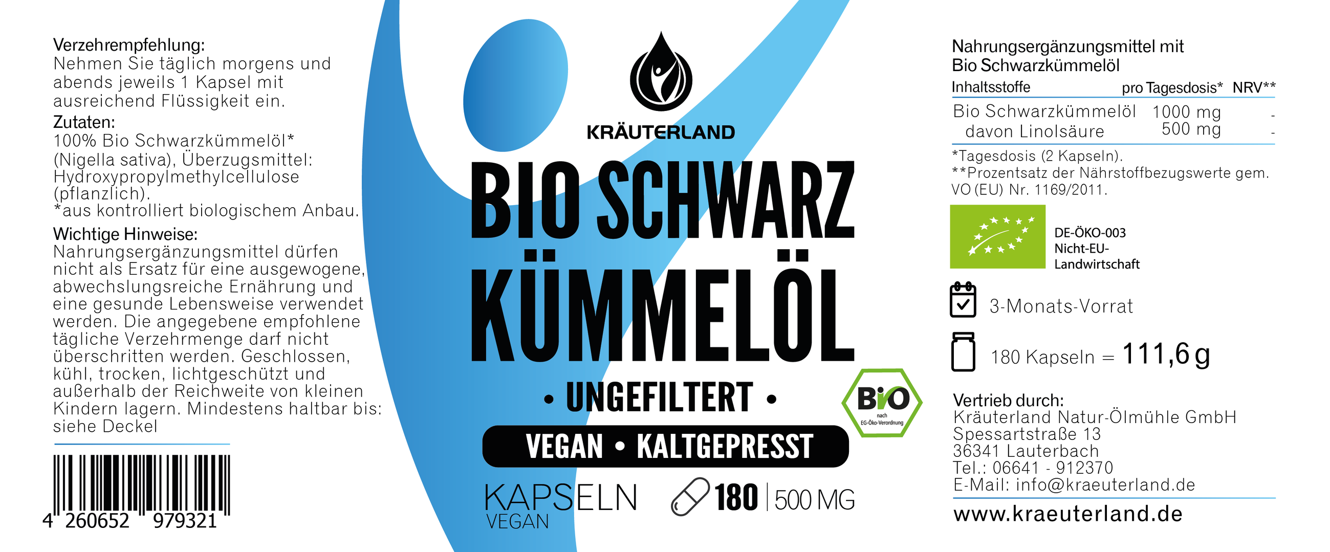 Bio Schwarzkümmelöl Kapseln ungefiltert - 180 Stück Bio Schwarzkümmelöl Kapseln ungefiltert - 180 Stück