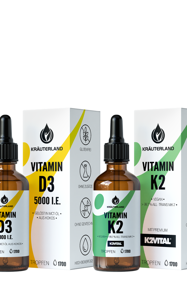 Sonnen Vitamin Set von Kräuterland Nahrungsergänzung mit Vitamin D3 Tropfen und Vitamin K2 Tropfen