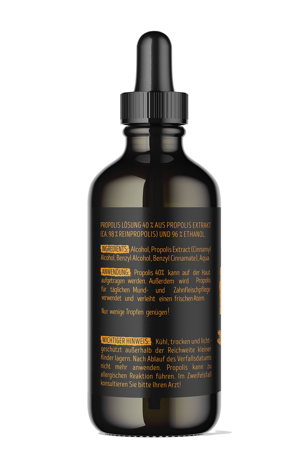 Propolis Tinktur 40 % Rückseite Propolis Tinktur 40 % Rückseite