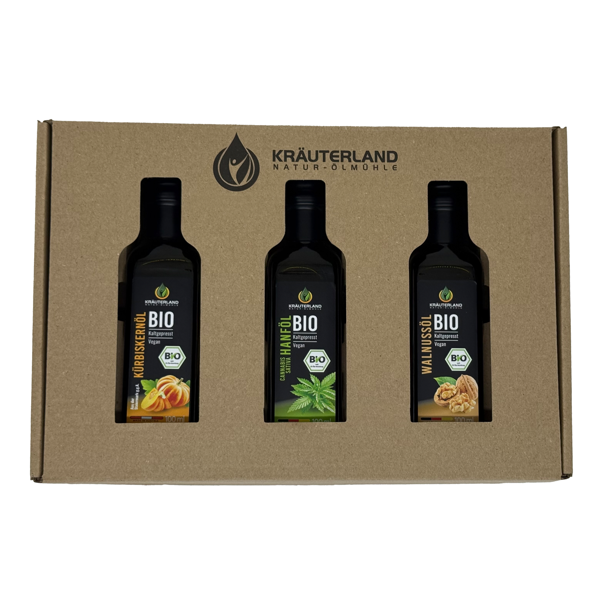 Bio Salatöl Set 100 ml – Kürbiskernöl, Hanföl und Walnussöl von Kräuterland