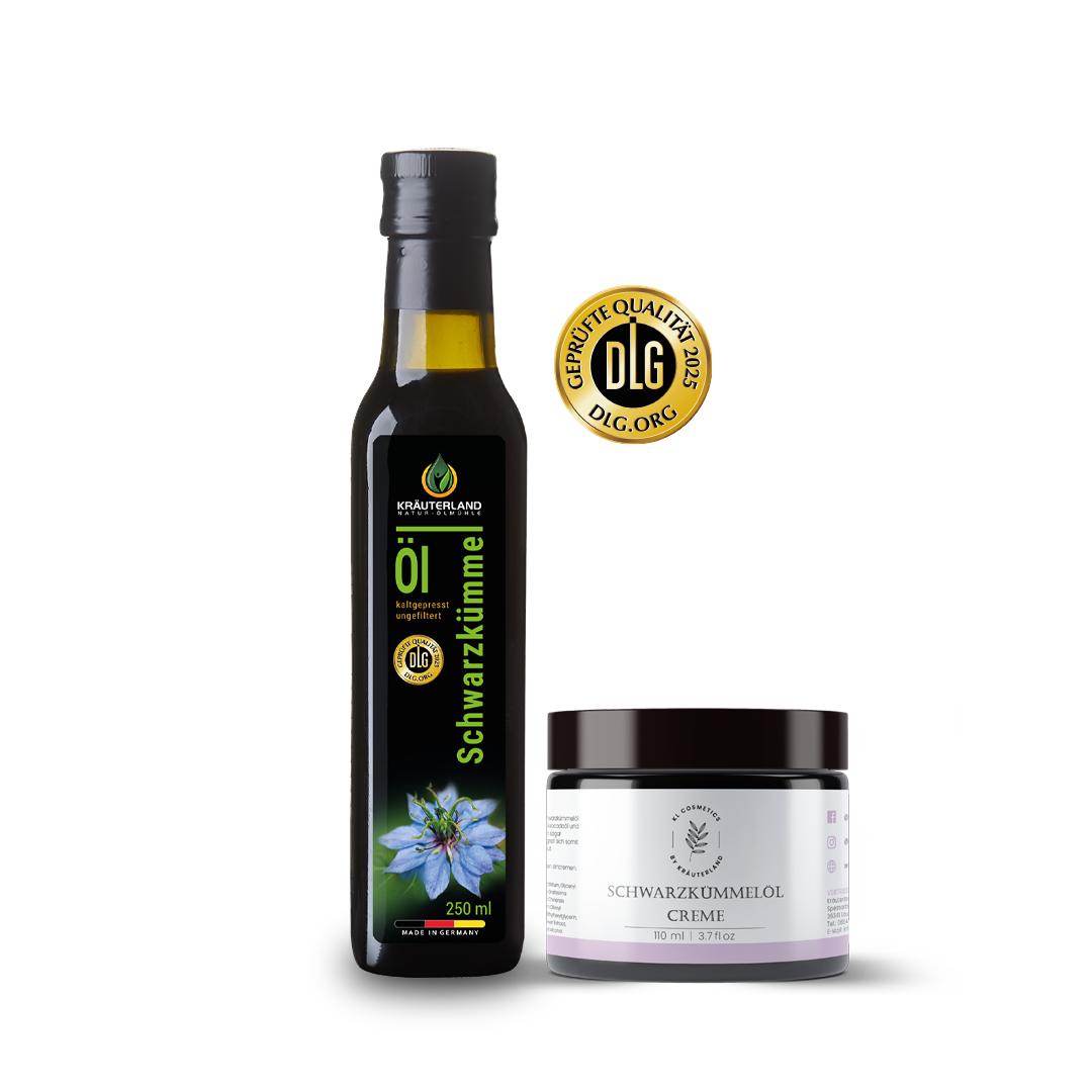 Schwarzkümmelöl Set ungefiltert 250ml +Creme 110ml Schwarzkümmelöl Set ungefiltert 250ml +Creme 110ml