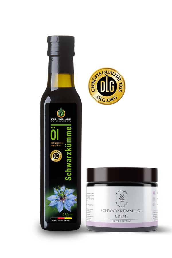 Schwarzkümmelöl Set ungefiltert 250ml +Creme 110ml Schwarzkümmelöl Set ungefiltert 250ml +Creme 110ml