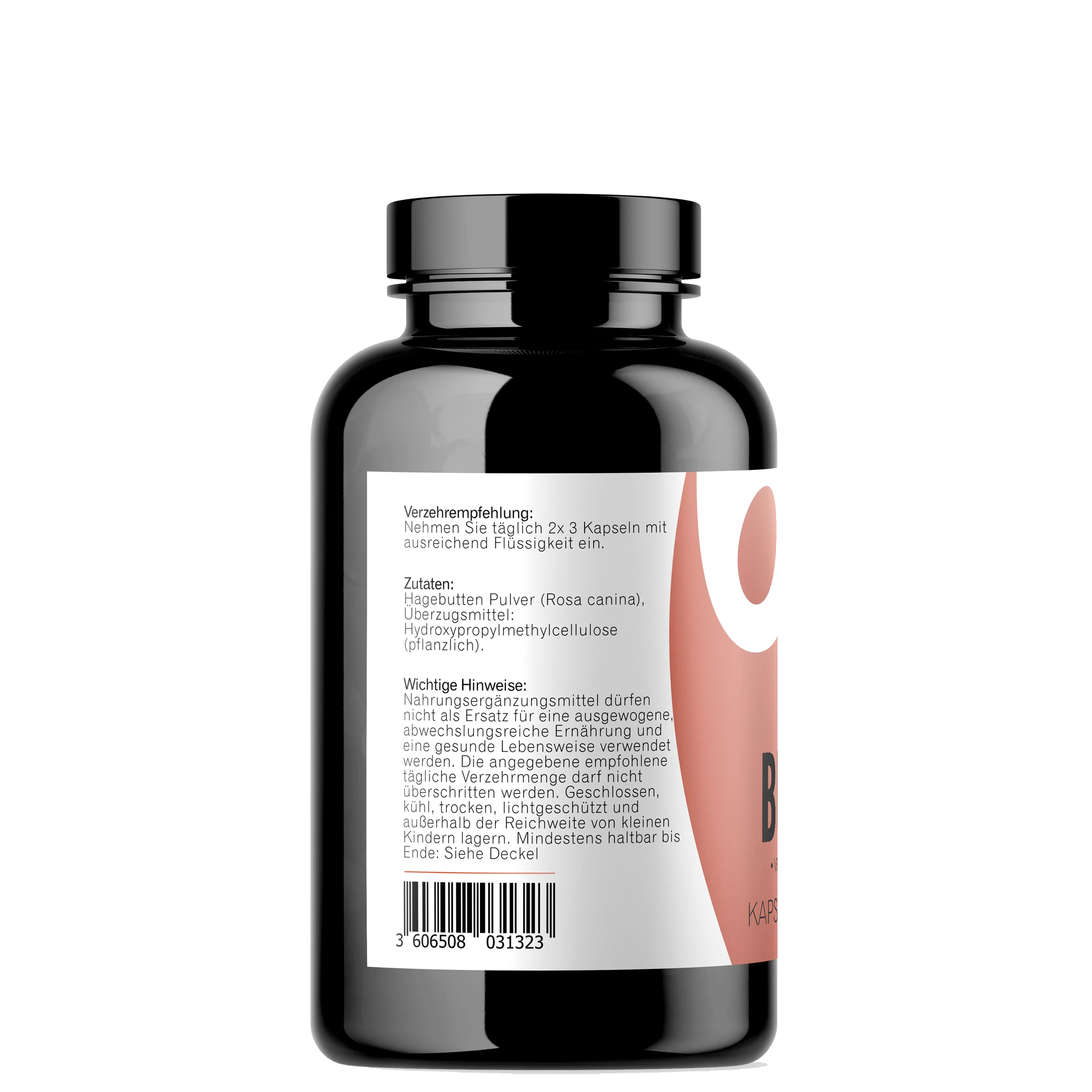 Hagebutten Kapseln 180 Stück Seitenansicht mit Zutaten