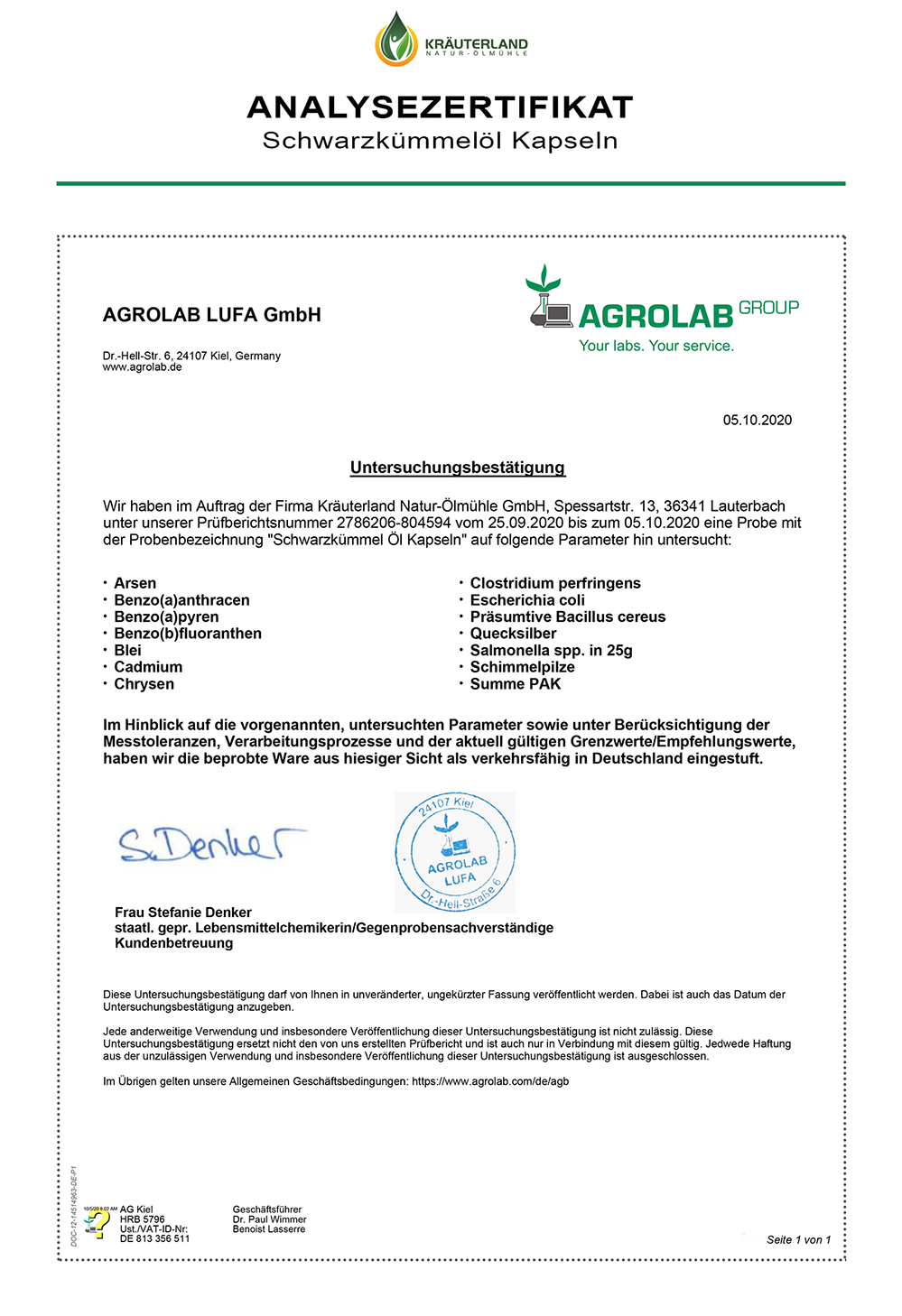 Schwarzkümmelöl Kapseln Qualitäts Zertifikat Schwarzkümmelöl Kapseln Qualitäts Zertifikat