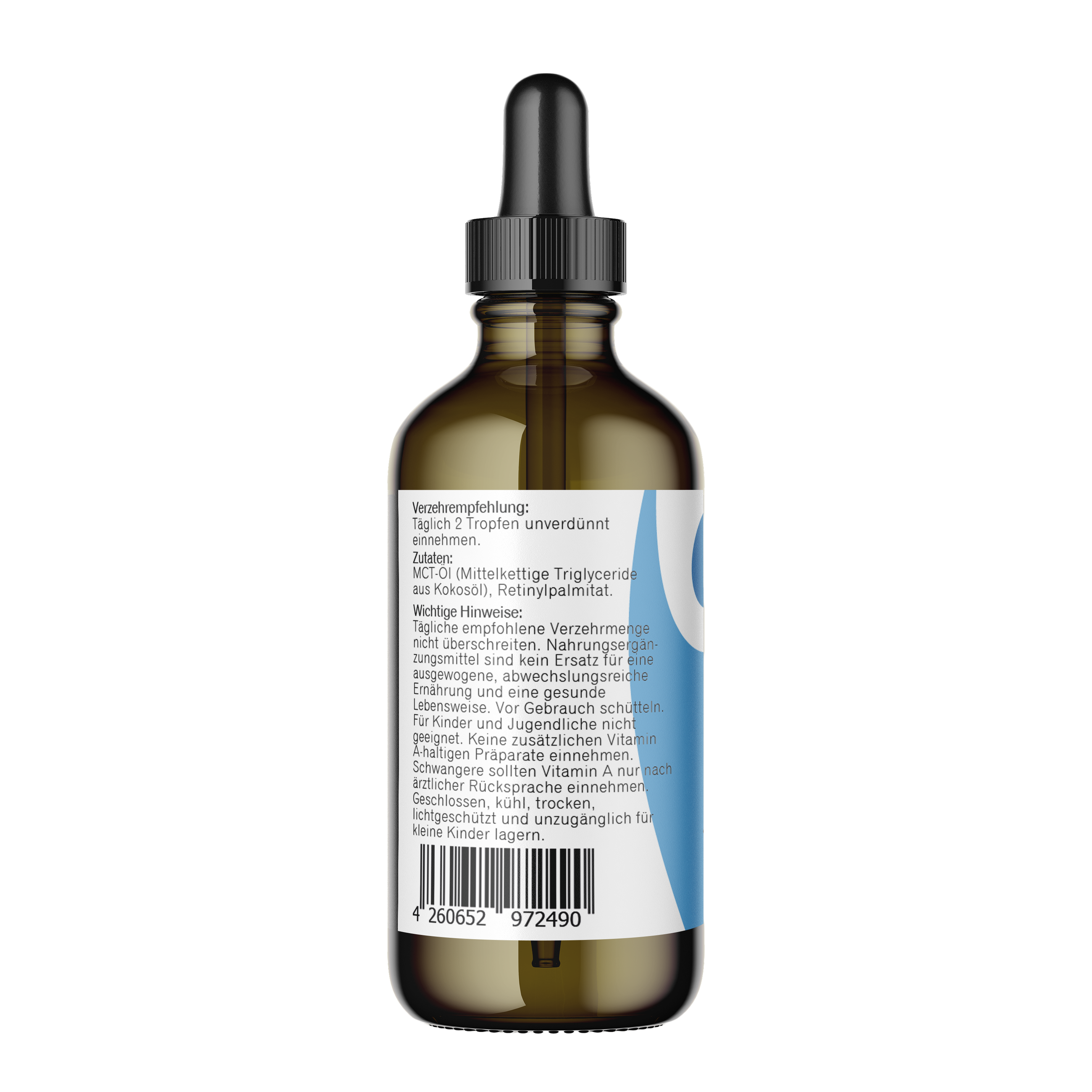 Vitamin A Tropfen 50 ml Rückseite mit Zutaten Vitamin A Tropfen 50 ml Rückseite mit Zutaten