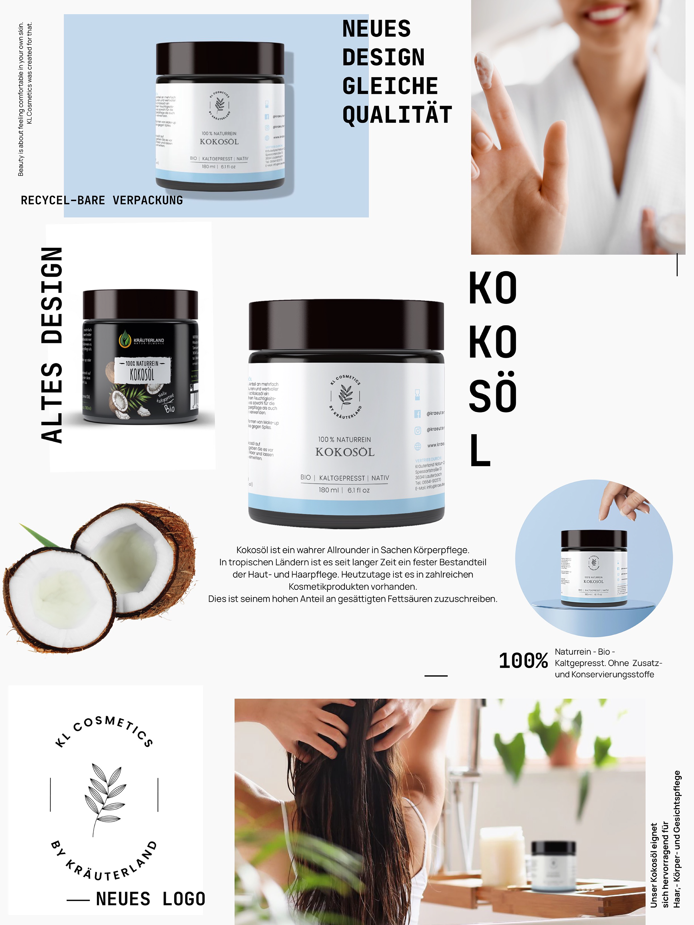 Neues Design für Kosmetik Kokosöl