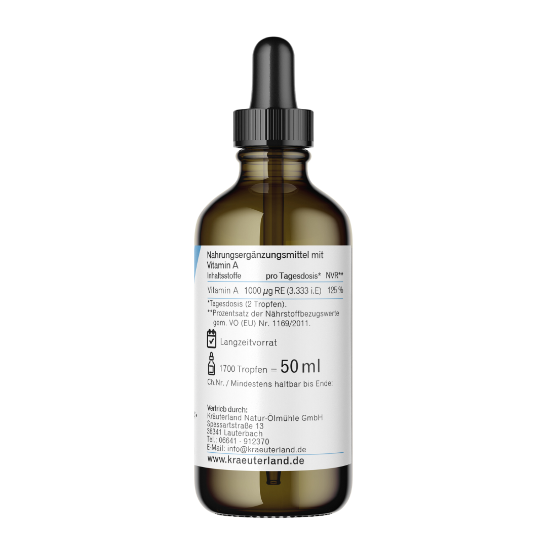 Vitamin A Tropfen 50 ml Rückseite mit Nährwertangabe Vitamin A Tropfen 50 ml Rückseite mit Nährwertangabe