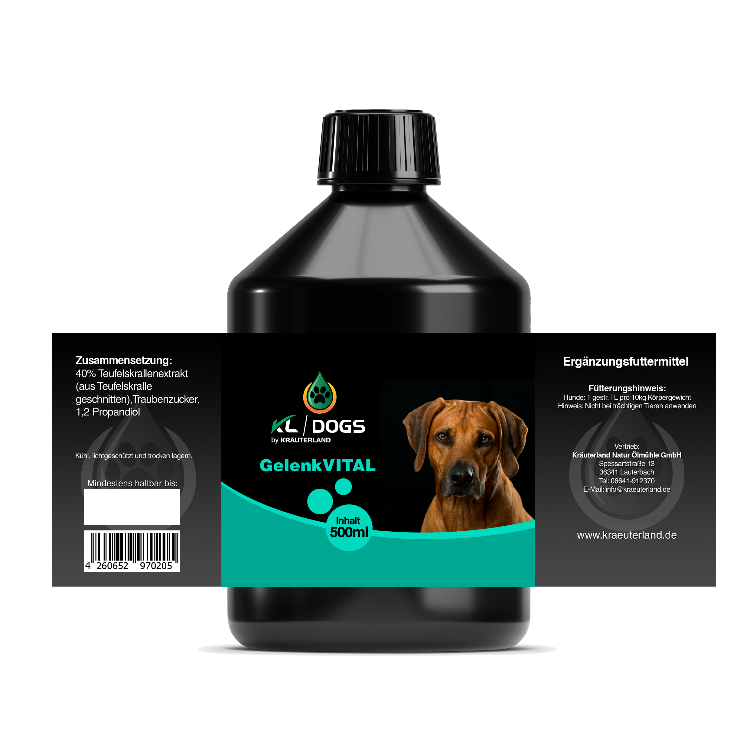 Gelenk Vital 500 ml für Hunde Etikett Gelenk Vital 500 ml für Hunde Etikett