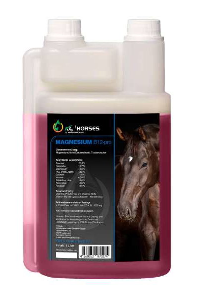 Rückseite von Magnesium B12 Pro Liquid für Pferde Rückseite von Magnesium B12 Pro Liquid für Pferde