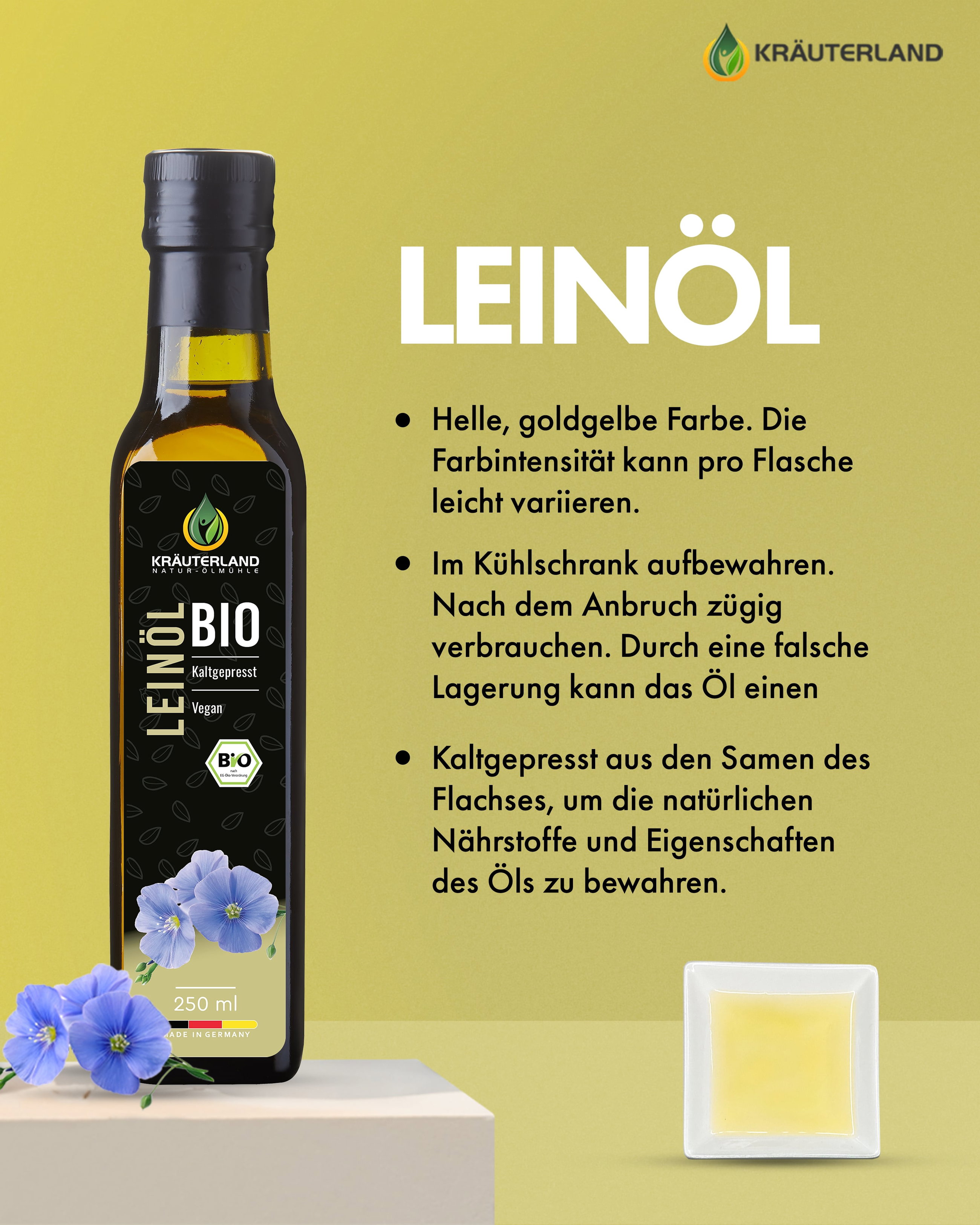Kräuterland Bio Leinoel 250 ml Produkthinweise Kräuterland Bio Leinoel 250 ml Produkthinweise