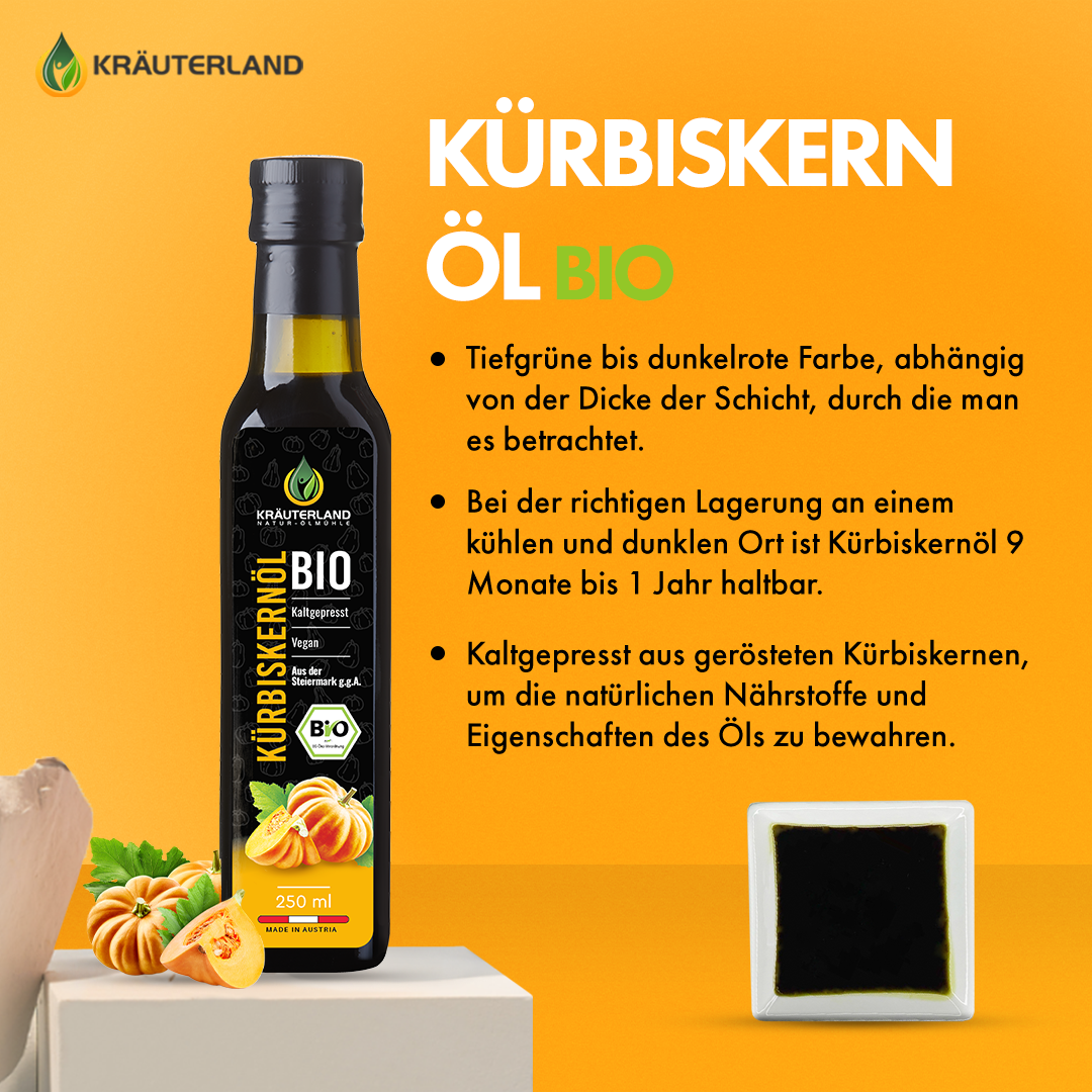 Bio Kürbiskernöl 250 ml Erklärung Bio Kürbiskernöl 250 ml Erklärung