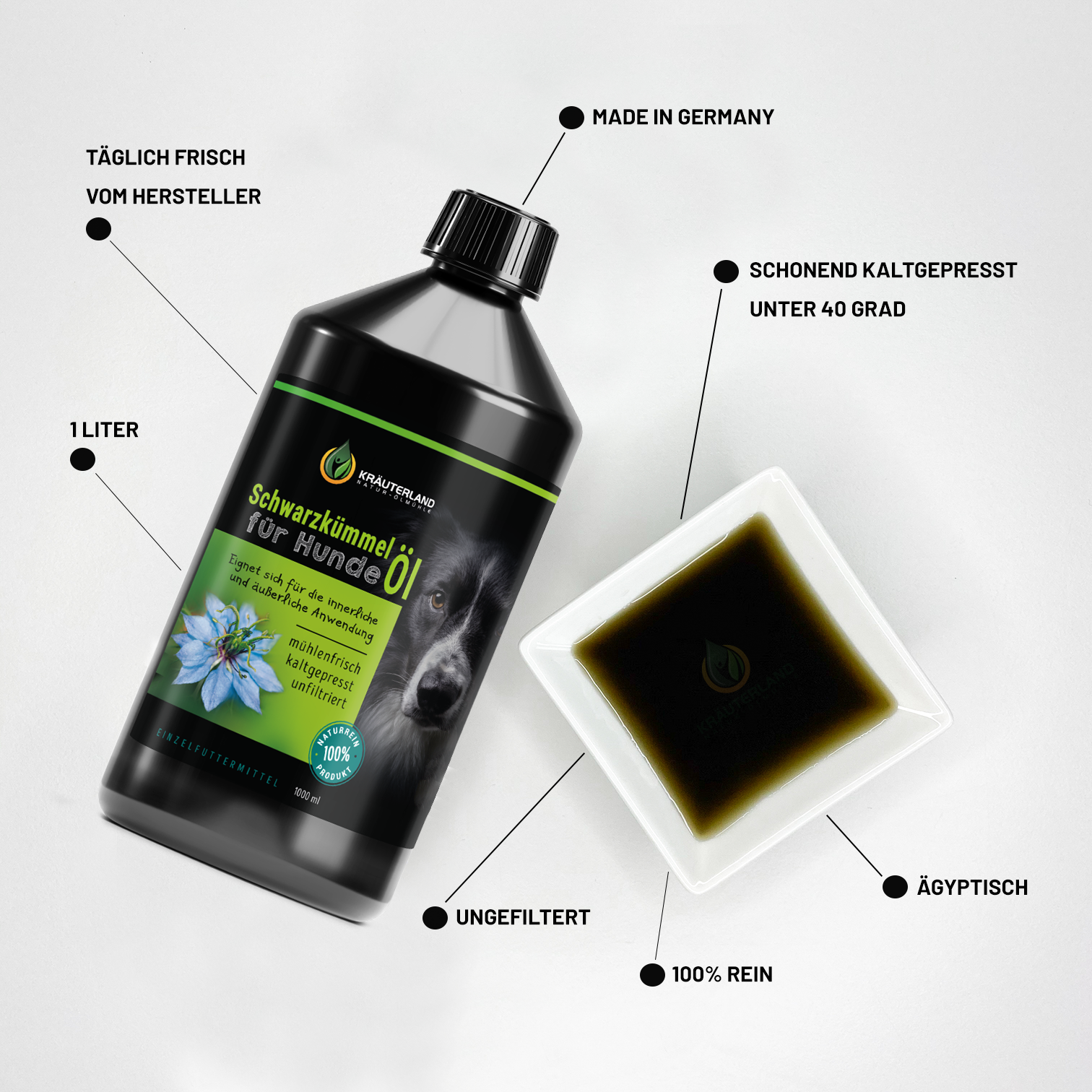 Schwarzkümmelöl für Hunde 1000 ml Eigenschaften Schwarzkümmelöl für Hunde 1000 ml Eigenschaften
