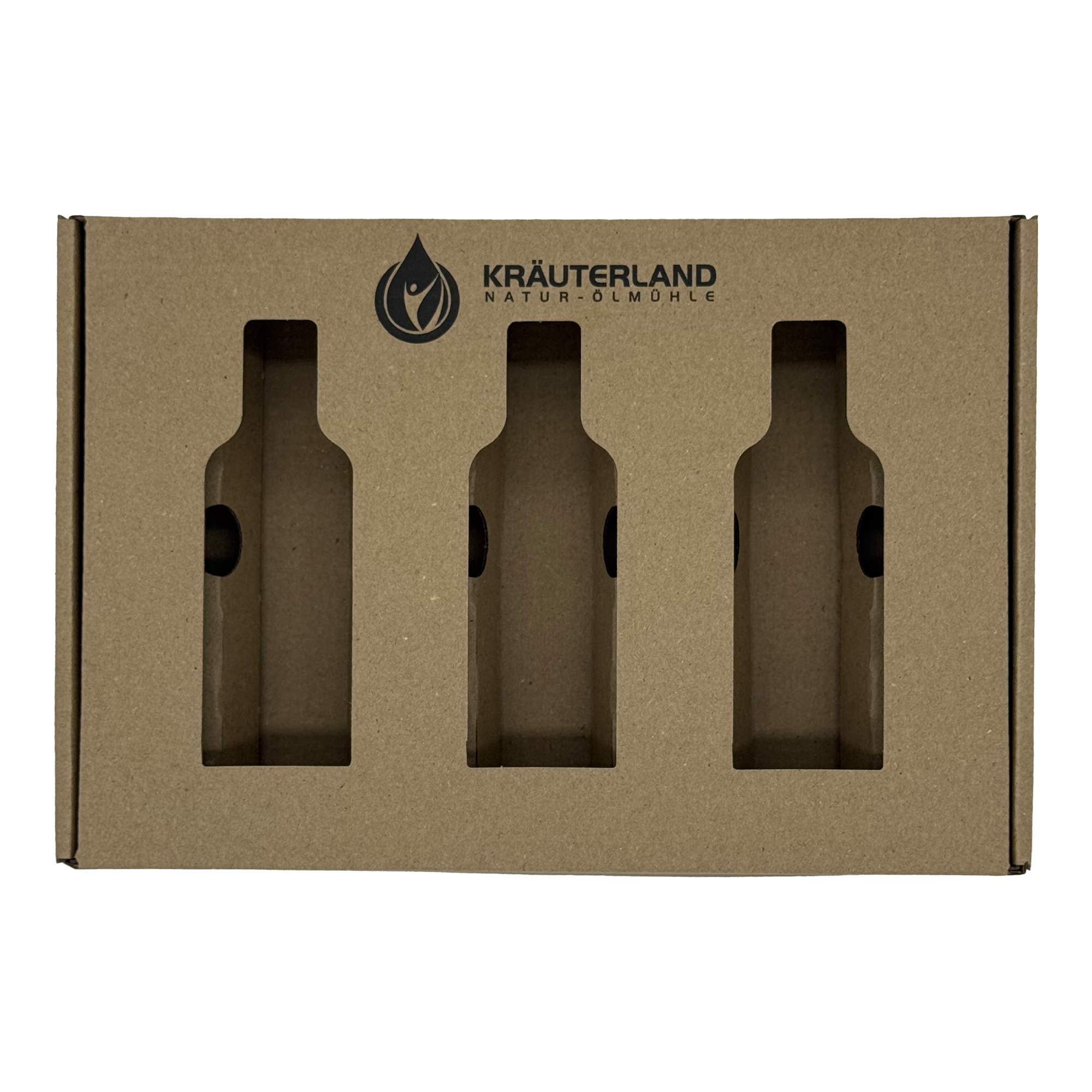 Kräuterland Geschenkverpackung für 3 Bio Speiseöle mit Sichtfenstern