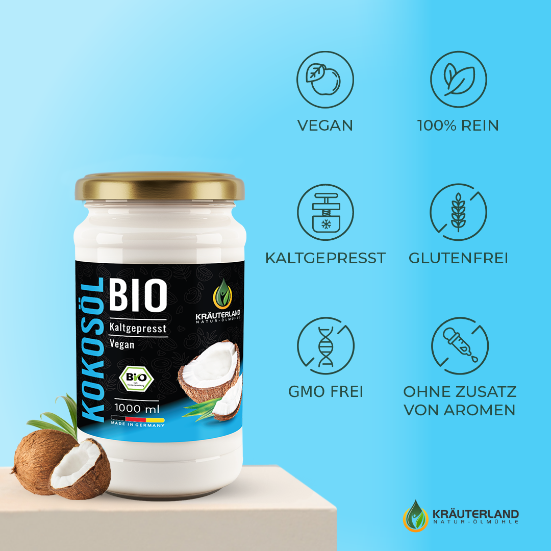 Bio Kokosöl 1000 ml Qualitätsmerkmale Bio Kokosöl 1000 ml Qualitätsmerkmale