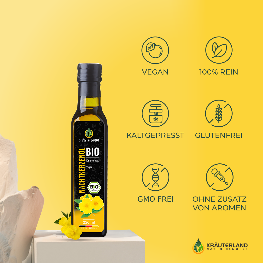 Bio Nachtkerzenöl 250 ml Qualitätsmerkmale Bio Nachtkerzenöl 250 ml Qualitätsmerkmale