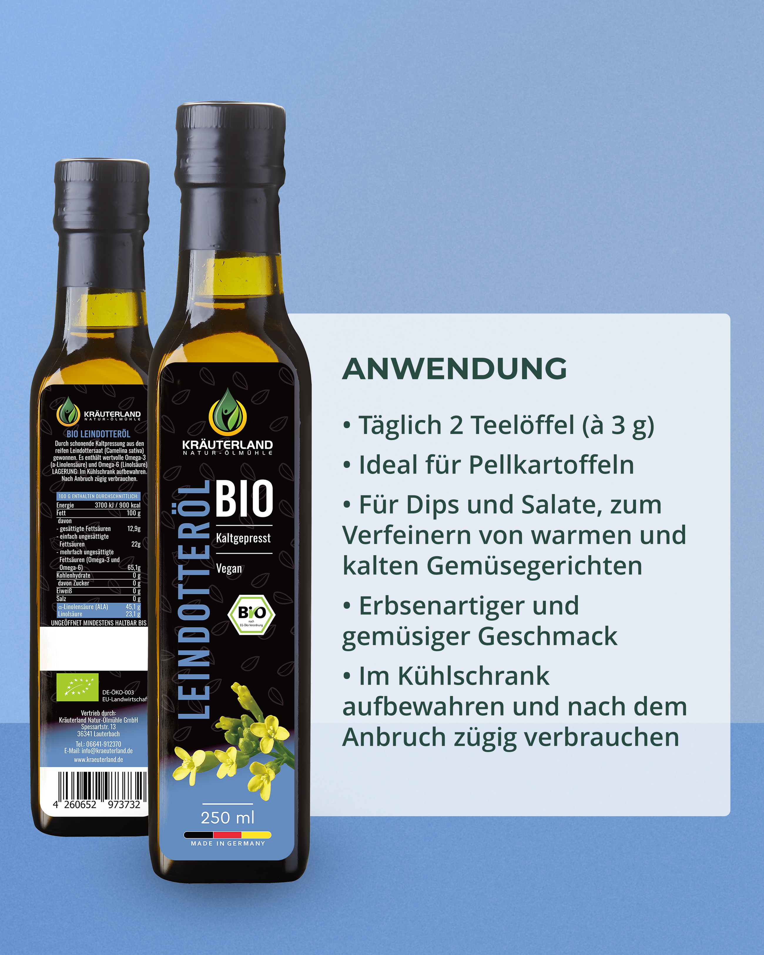 Bio Leindotteröl 250 ml Anwendung Bio Leindotteröl 250 ml Anwendung