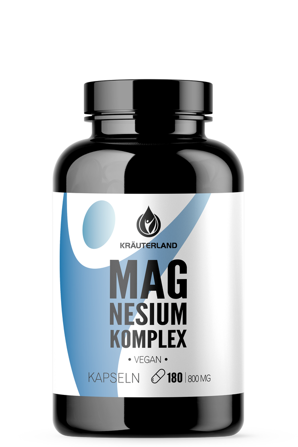 Magnesium Komplex Kapseln 180 Stück – 800 mg vegan | Kräuterland Magnesium Komplex Kapseln 180 Stück 800 mg vegan – Kräuterland