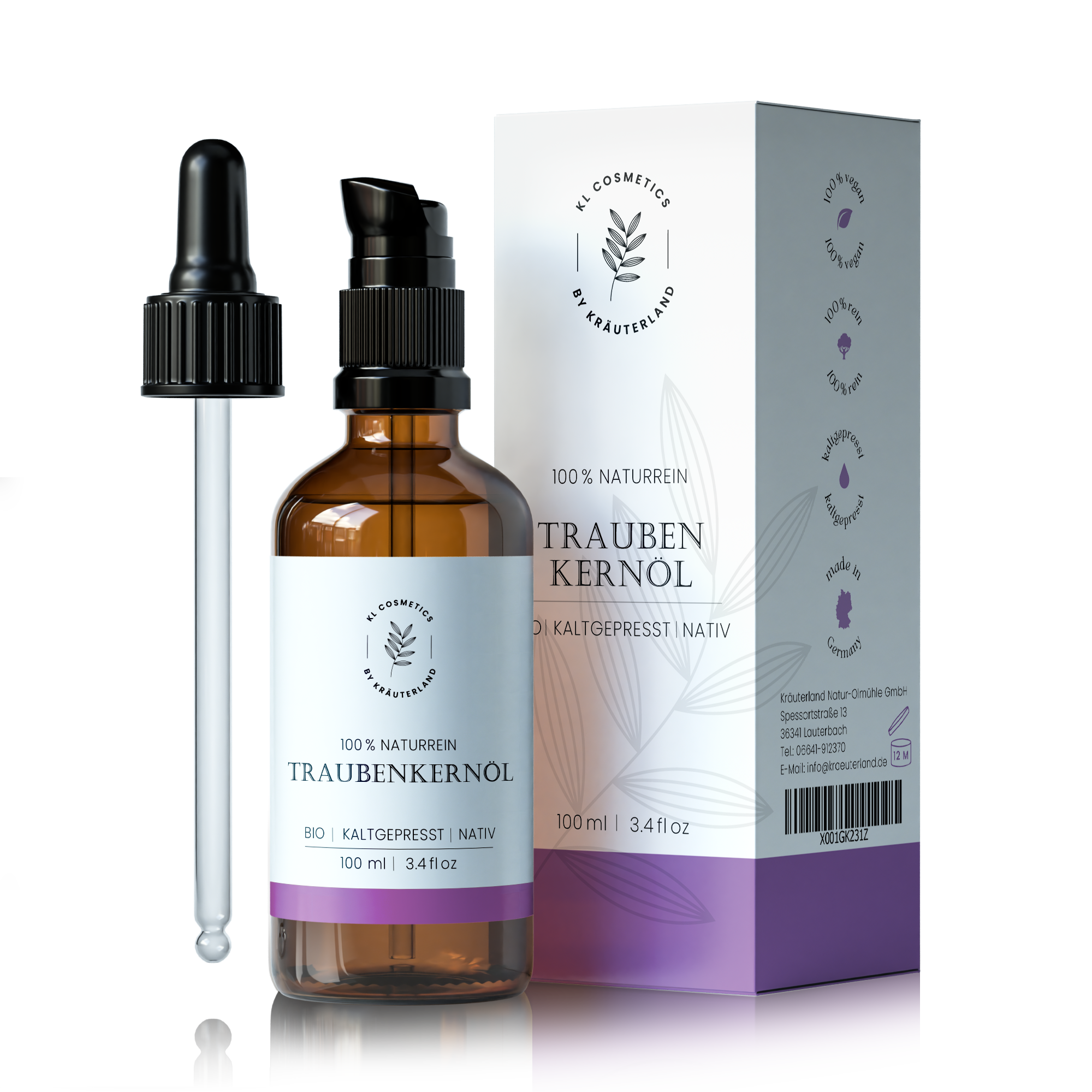 Traubenkern Hautöl Pipette mit Pumpflasche Traubenkern Hautöl Pipette mit Pumpflasche
