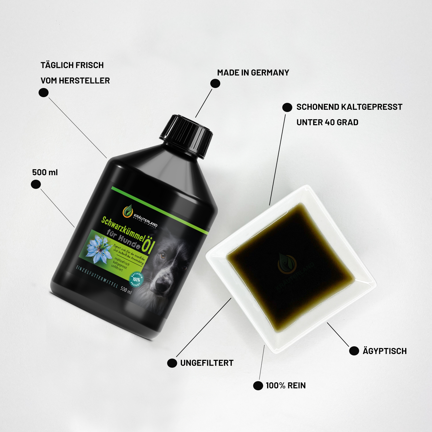 Schwarzkümmelöl für Hunde 500 ml Eigenschaften Schwarzkümmelöl für Hunde 500 ml Eigenschaften