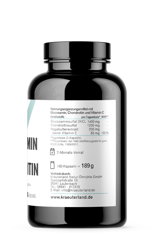 Glucosamin + Chondroitin mit Vitamin C - 180 Kapseln