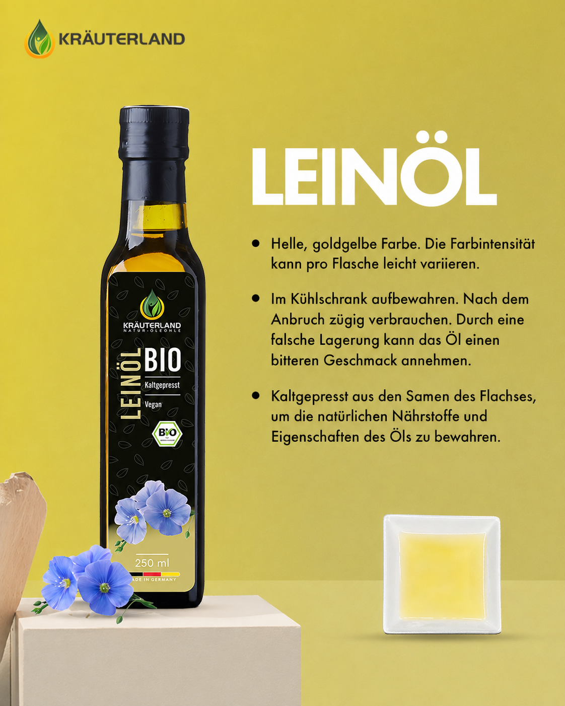Kräuterland Bio Leinoel 250 ml Produkthinweise