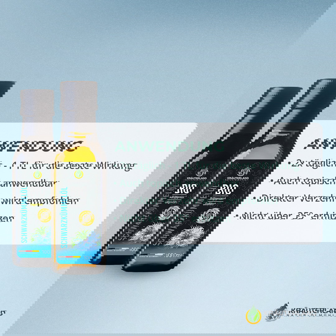 Bio Schwarzkümmelöl 100 ml Set gefiltert und ungefiltert – Anwendung und Verzehrempfehlung