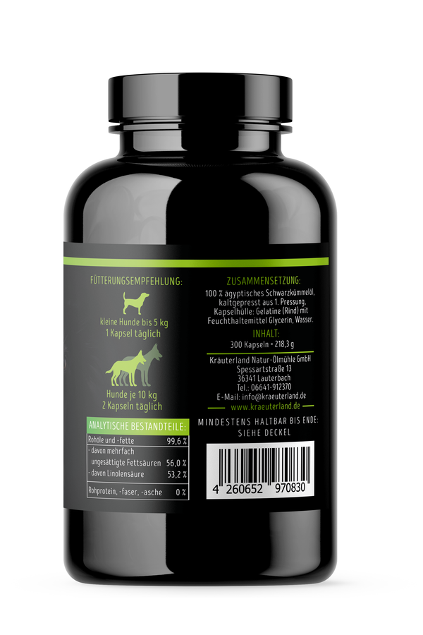 Schwarzkümmelöl Kapseln für Hunde 300 Stück