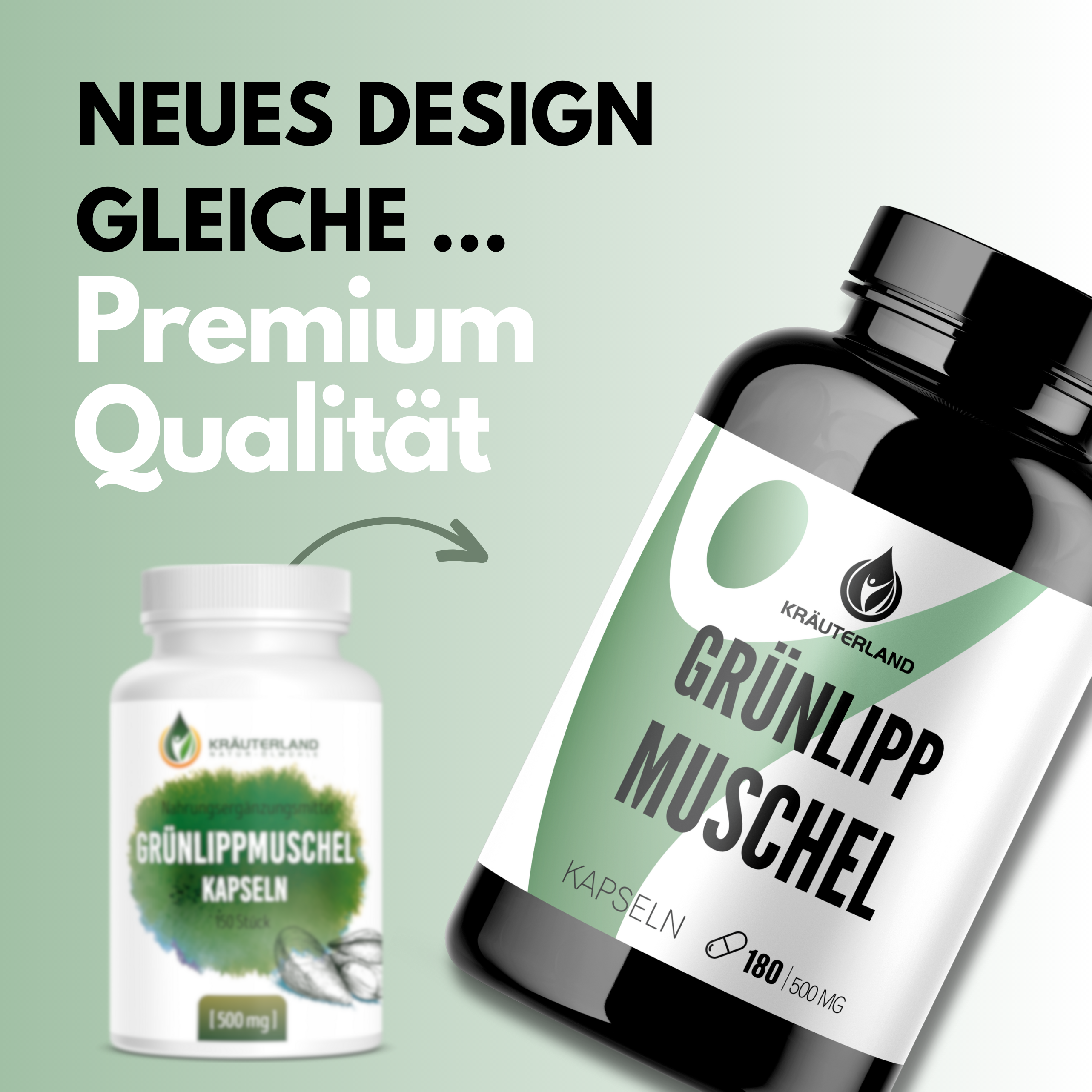 Neues Design für Grünlippmuschel Kapseln 180 Stück Neues Design für Grünlippmuschel Kapseln 180 Stück