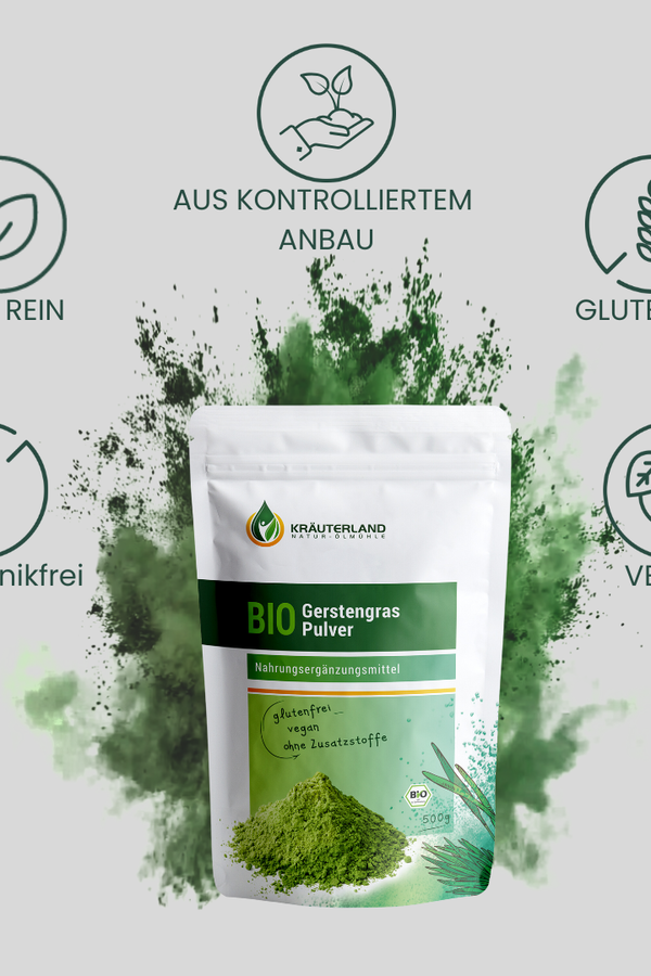 Bio Gerstengras Pulver 500 g Qualitätsmerkmale Bio Gerstengras Pulver 500 g Qualitätsmerkmale