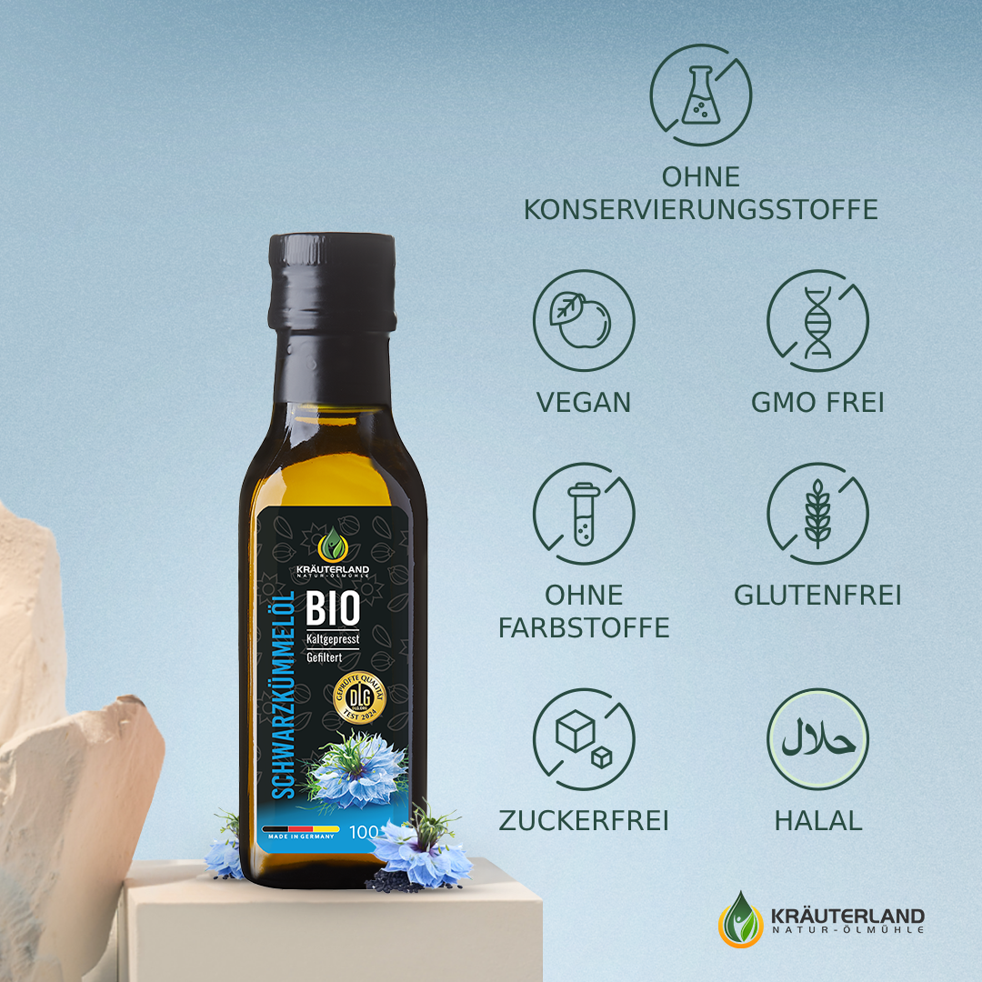 Bio Schwarzkümmelöl 100 ml gefiltert Qualitätsmerkmale Bio Schwarzkümmelöl 100 ml gefiltert Qualitätsmerkmale
