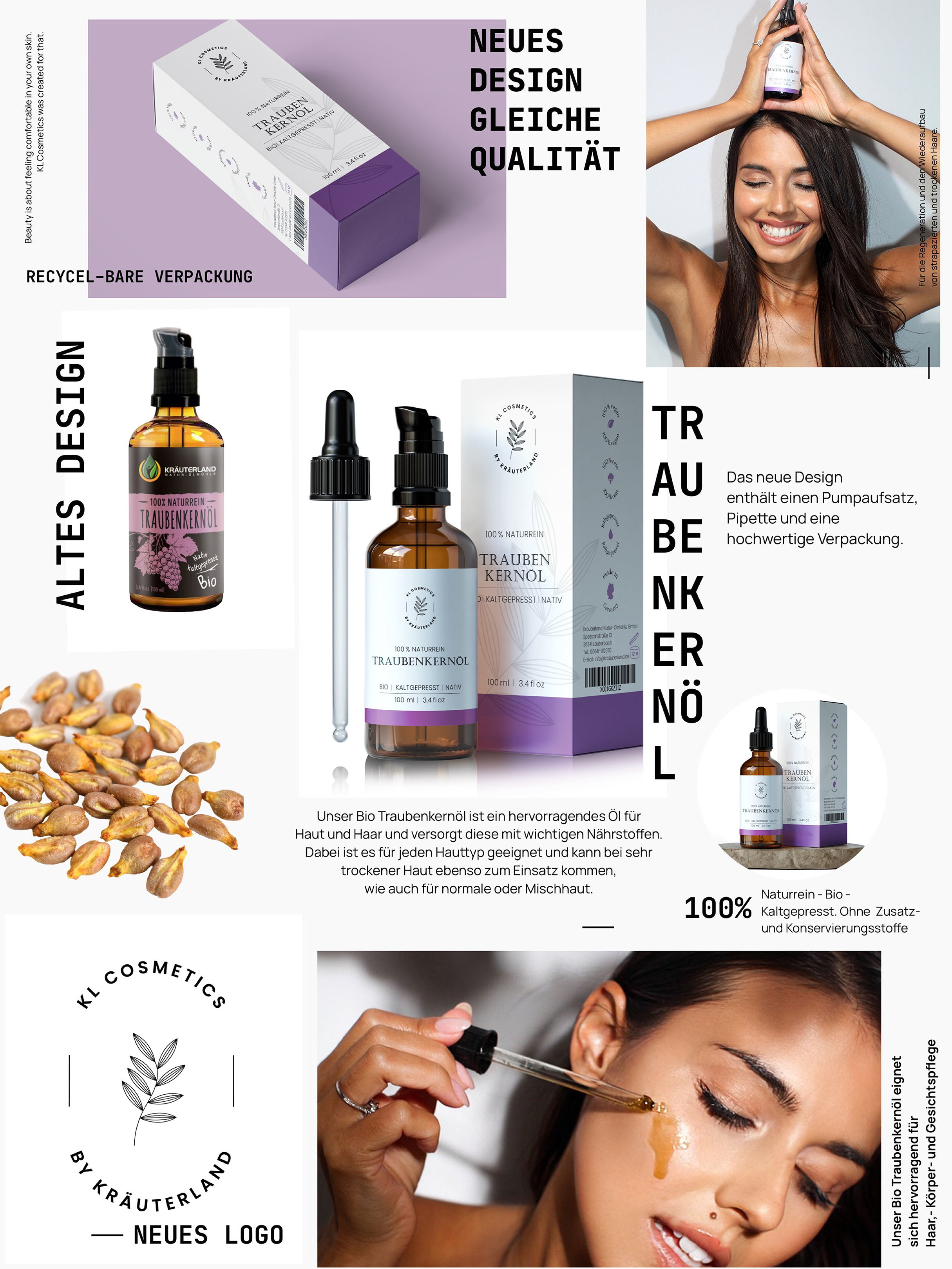 Neues Design für Traubenkern Hautöl
