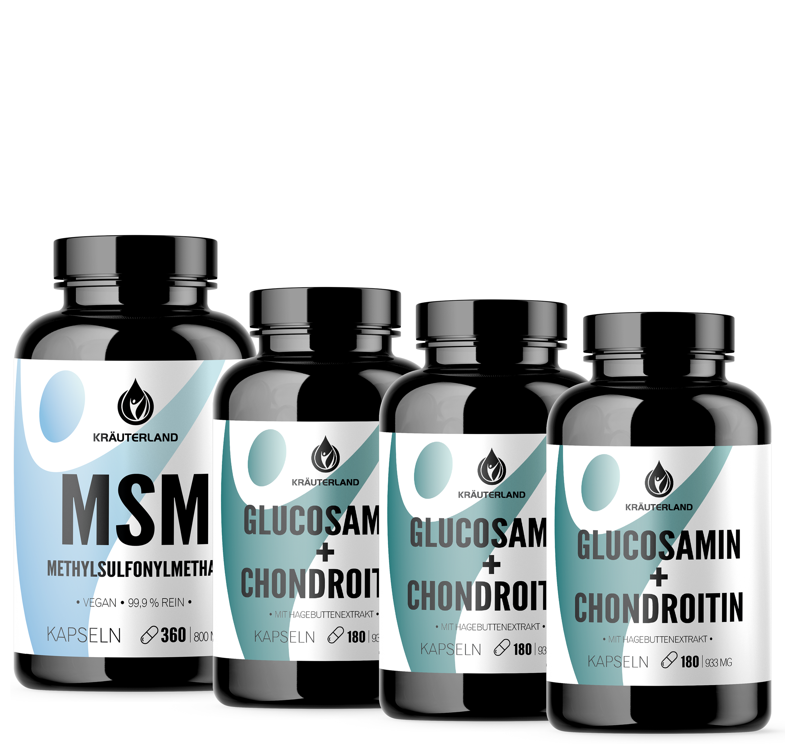 Nahrungsergänzung mit MSM Kapseln und 3x Glucosamin + Chondroitin Kapseln