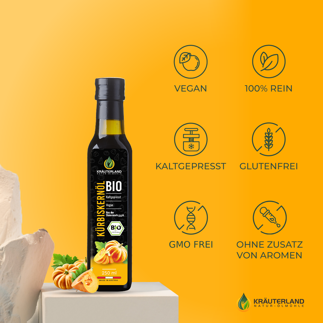 Bio Kürbiskernöl 250 ml Qualitätsmerkmale Bio Kürbiskernöl 250 ml Qualitätsmerkmale