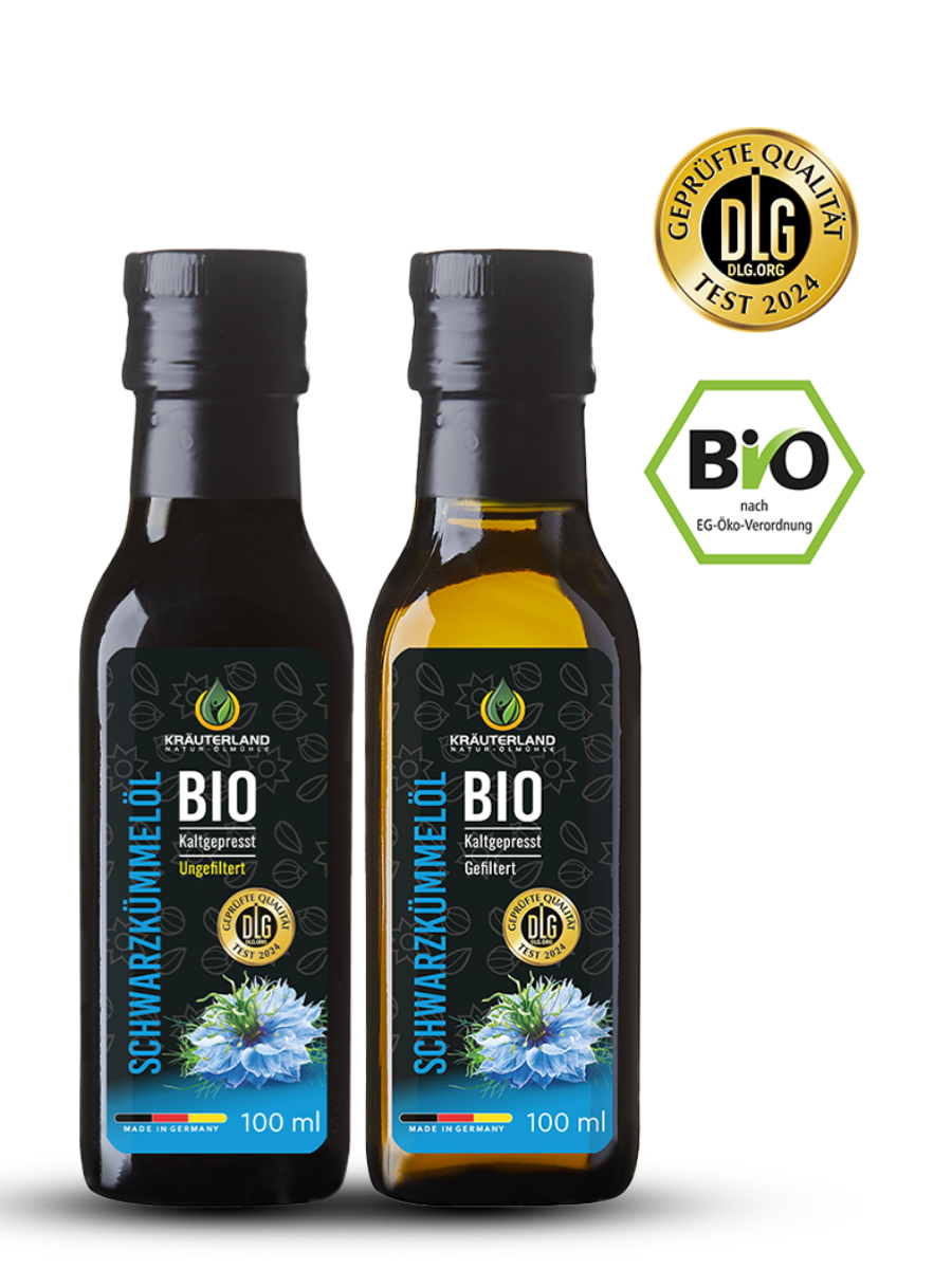 Set Bio Schwarzkümmelöl gefiltert 100ml + ungefiltert 100ml Set Bio Schwarzkümmelöl gefiltert 100ml + ungefiltert 100ml