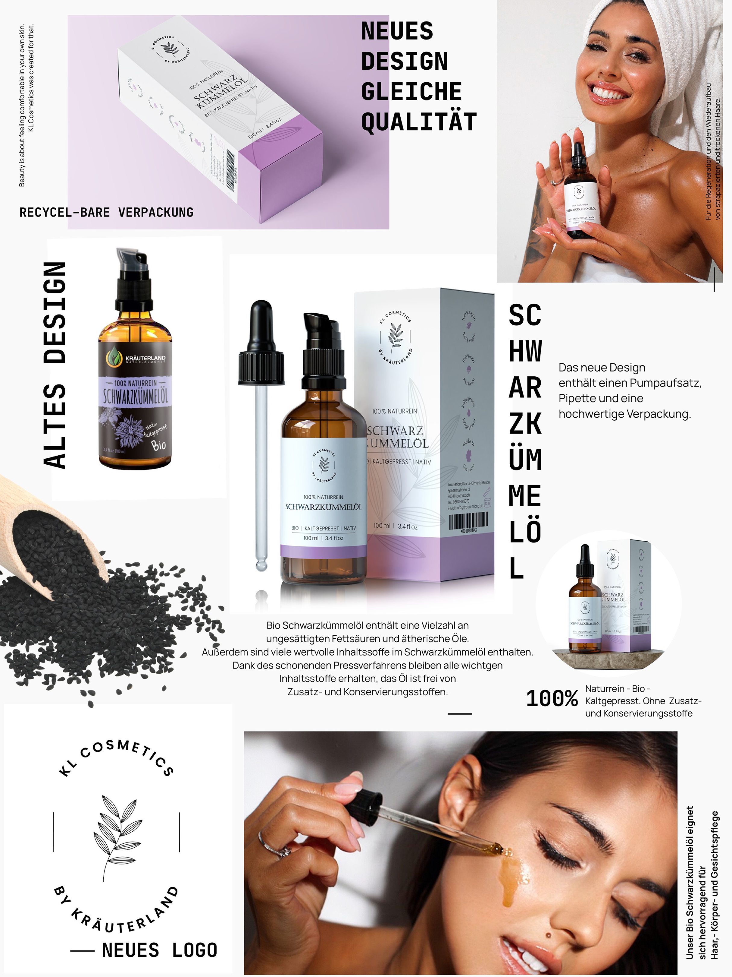 Neues Design Schwarzkümmmel Hautöl